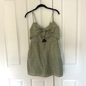 NWT Abercrombie & Fitch Green Floral Cut Out Bow Mini Dress - Medium